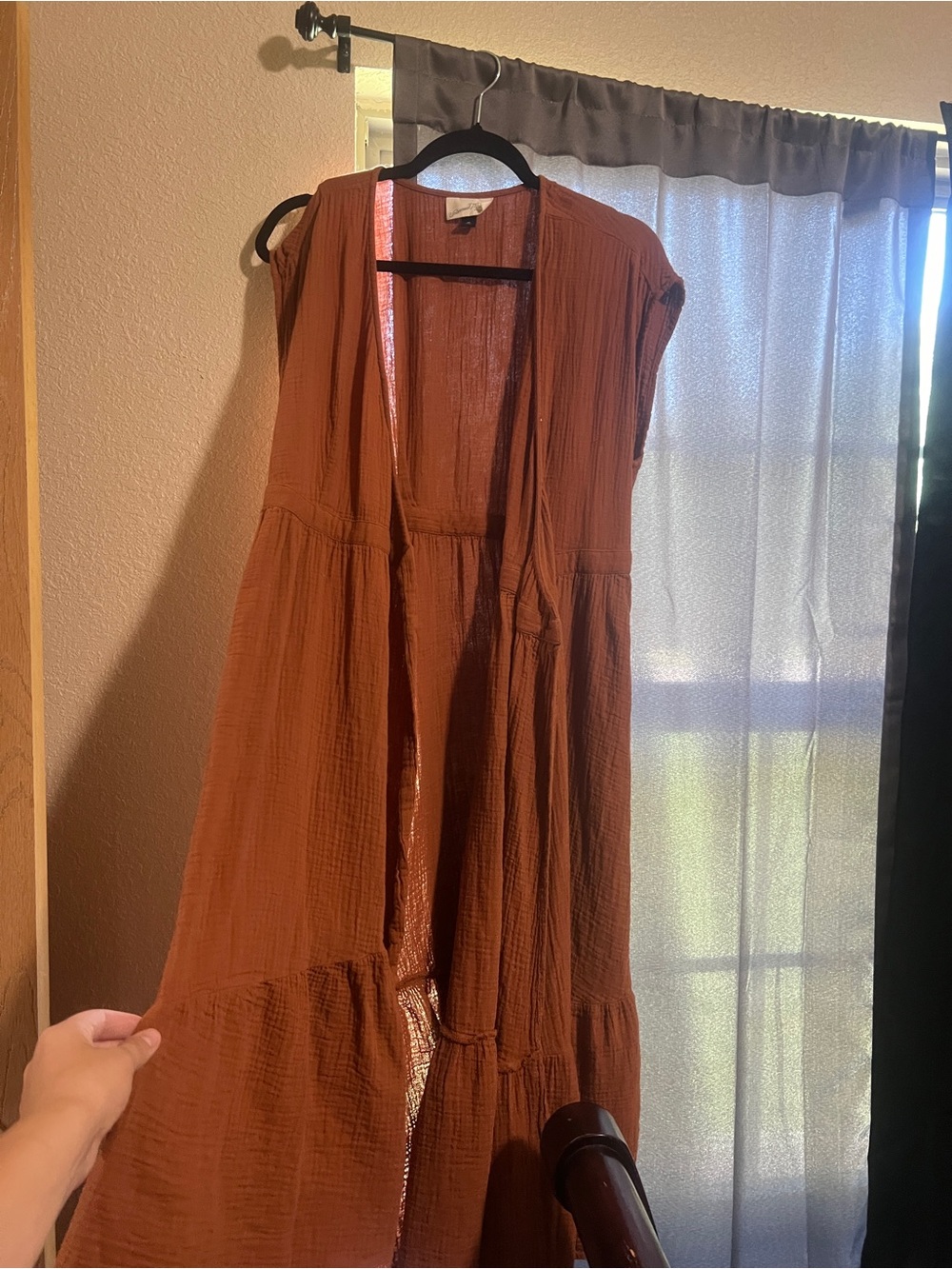 Rust Brown Tiered Maxi cardigan